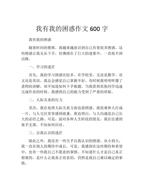 我有我的困惑作文600字
