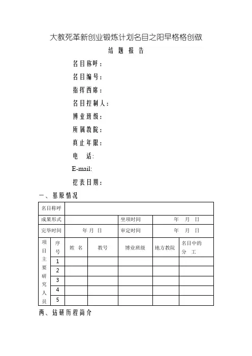 创新创业项目结题报告模板
