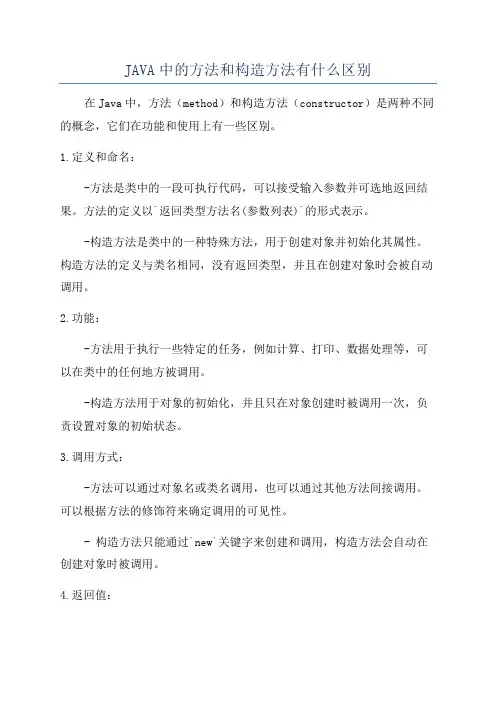 JAVA中的方法和构造方法有什么区别