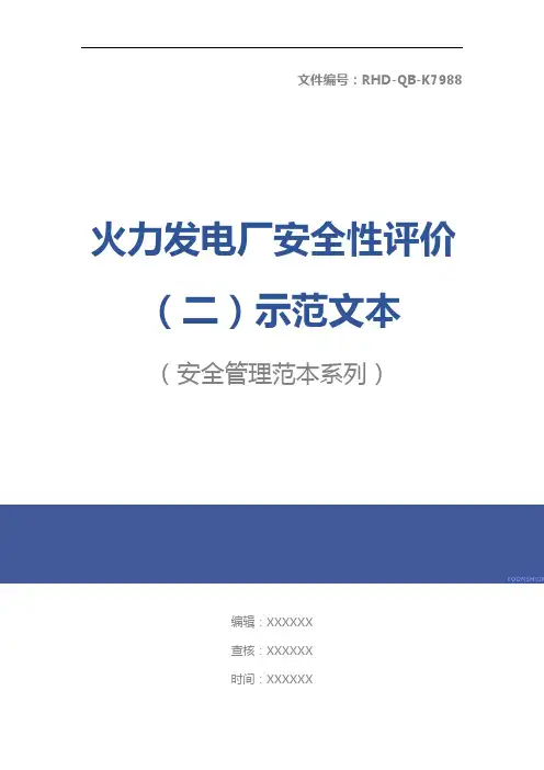 火力发电厂安全性评价(二)示范文本