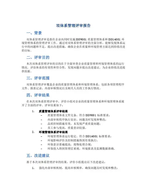 双体系管理评审报告