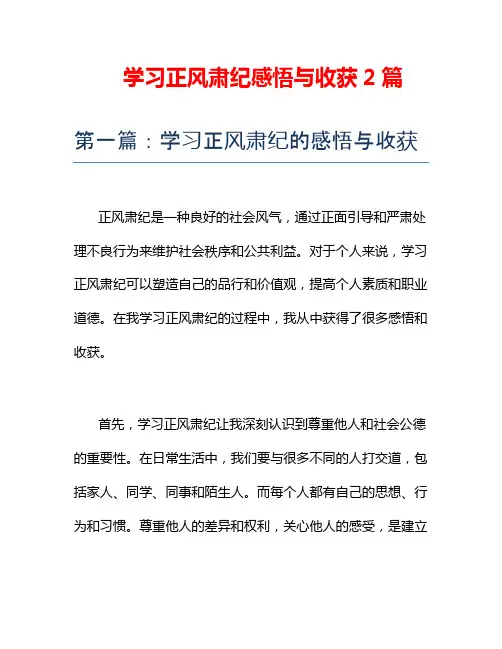 学习正风肃纪感悟与收获2篇