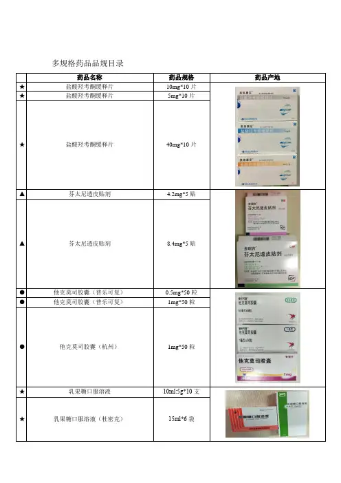 多规格药品品规目录