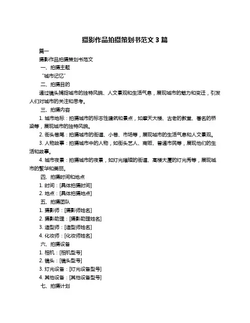 摄影作品拍摄策划书范文3篇