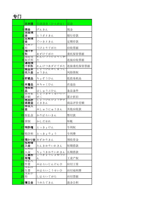 财务专用语