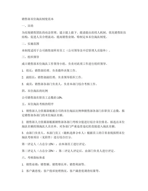 销售部末位淘汰制度范本