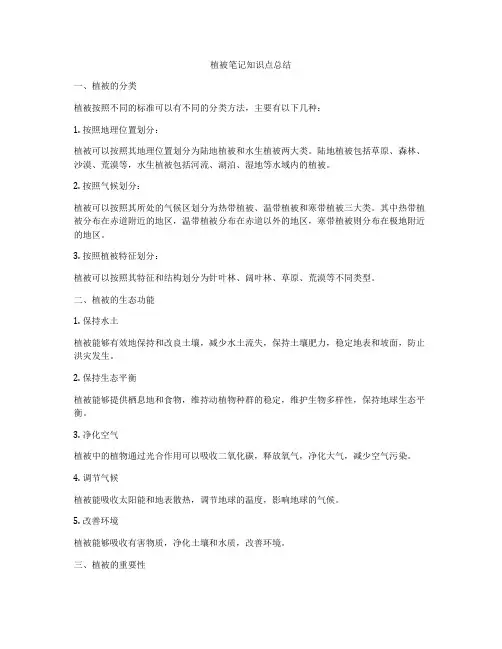植被笔记知识点总结