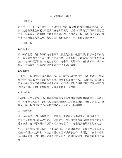 双联活动的总结报告
