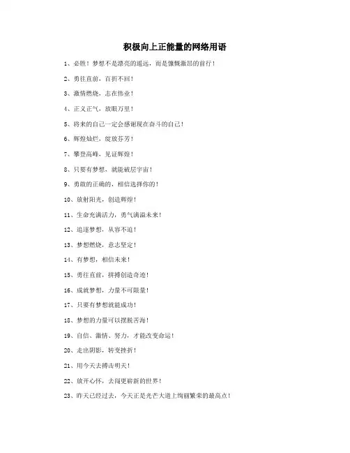 积极向上正能量的网络用语