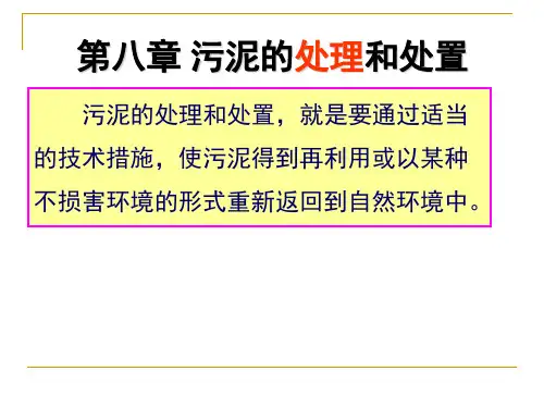 《水污染控制工程》第八章 污泥的处理与处置1