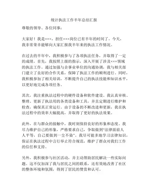 统计执法工作半年总结汇报