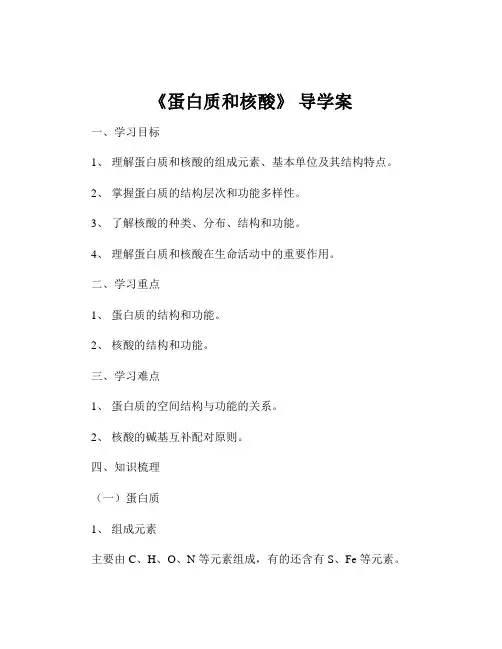 《蛋白质和核酸》 导学案