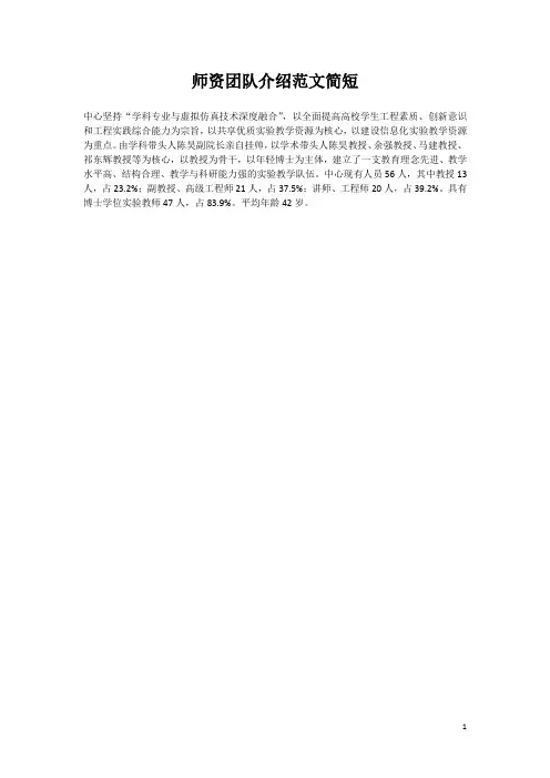 师资团队介绍范文简短