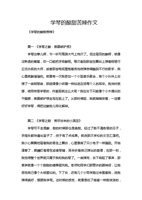 学琴的酸甜苦辣作文