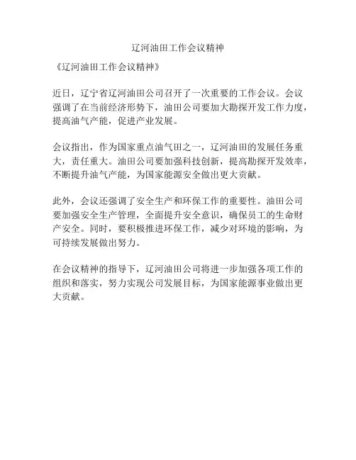 辽河油田工作会议精神