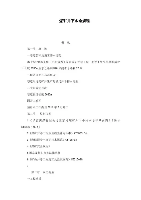 煤矿井下水仓规程（可编辑）