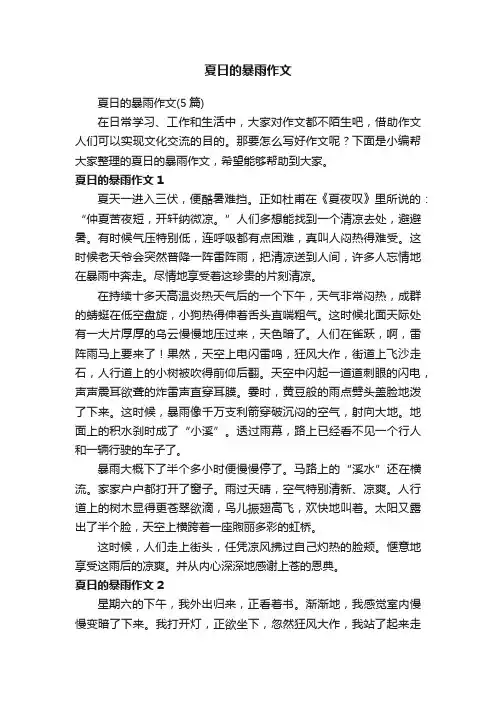 夏日的暴雨作文（5篇）