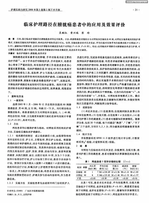 临床护理路径在膀胱癌患者中的应用及效果评价