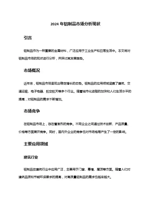 2024年铝制品市场分析现状