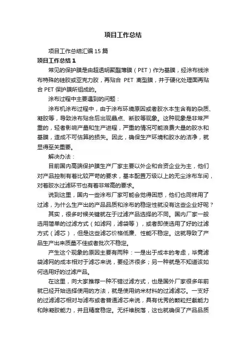 项目工作总结汇编15篇