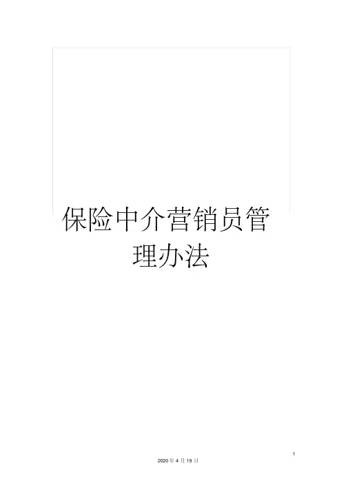 保险中介营销员管理办法