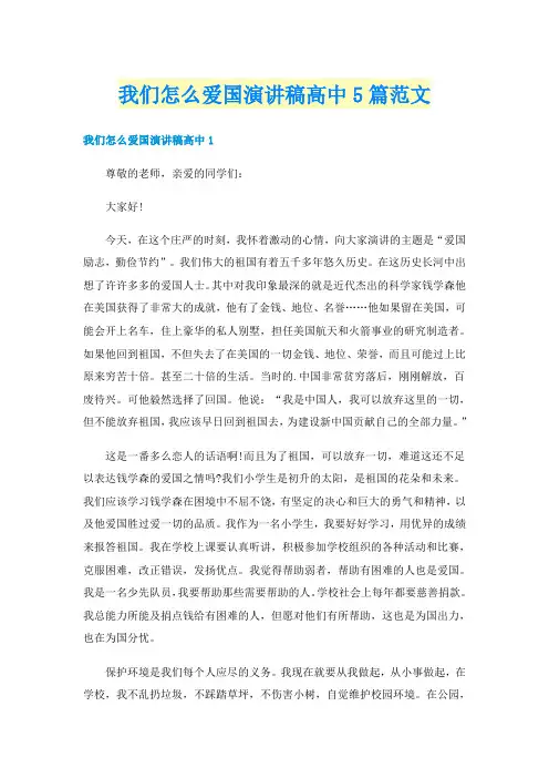 我们怎么爱国演讲稿高中5篇范文