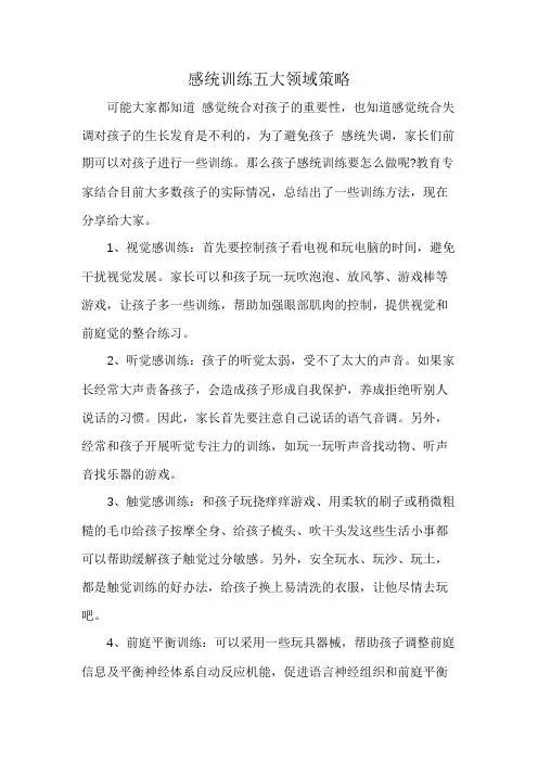 感统训练五大领域策略