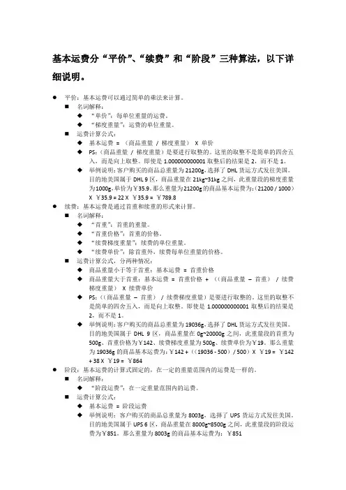国际物流运费算法
