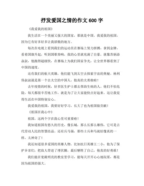 抒发爱国之情的作文600字