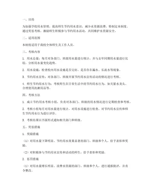 学校节约用水奖惩考核制度