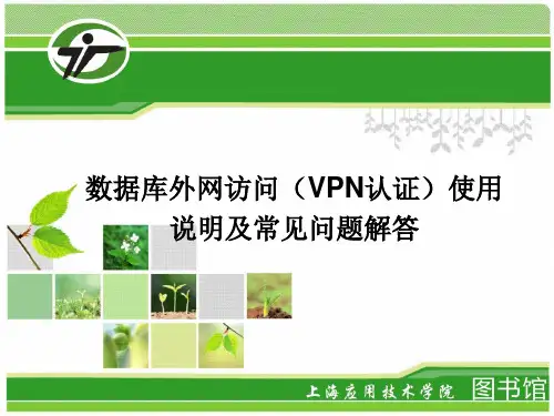数据库外网访问VPN认证使用说明及常见问题解答课件