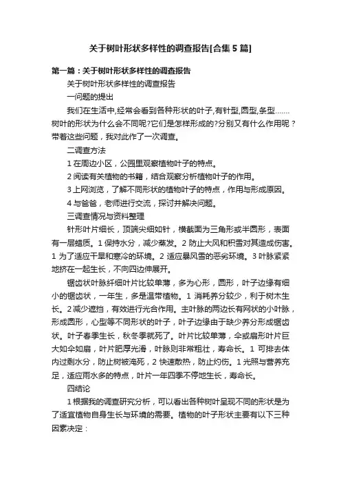 关于树叶形状多样性的调查报告[合集5篇]