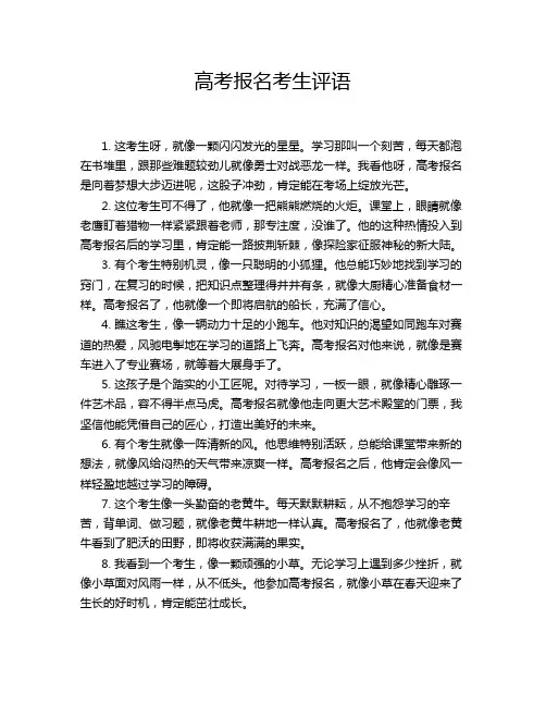 高考报名考生评语