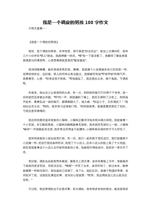 我是一个调皮的男孩100字作文