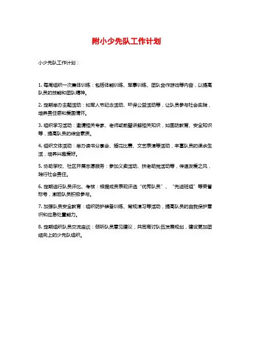 附小少先队工作计划