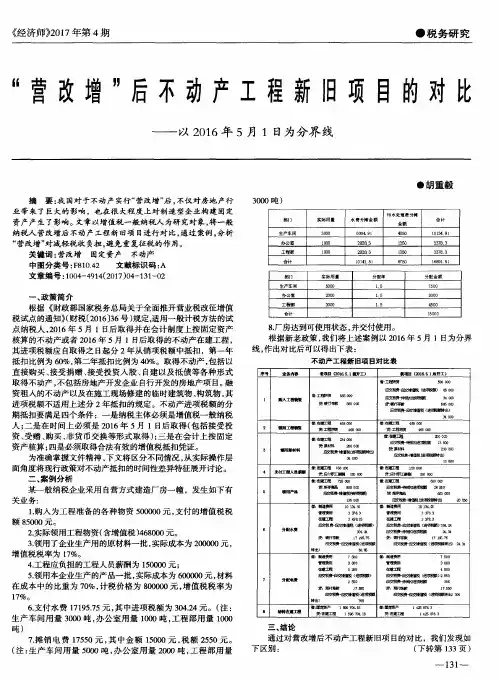 “营改增”后不动产工程新旧项目的对比——以2016年5月1日为分界线
