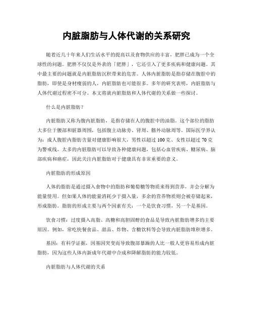 内脏脂肪与人体代谢的关系研究