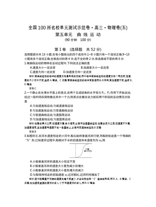 全国100所名校单元测试示范卷(高三)：物理(全国东部)1-14套  第5单元(教)
