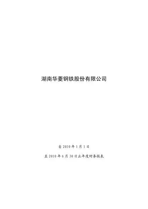 华菱钢铁半年度财务报告