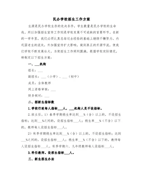民办学校招生工作方案（二篇）