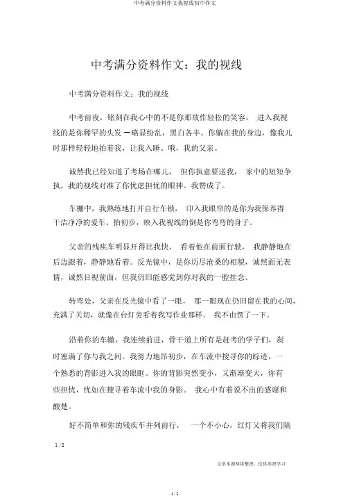 中考满分材料作文我视线初中作文