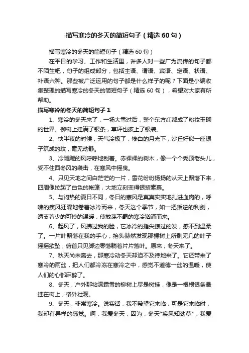 描写寒冷的冬天的简短句子（精选60句）