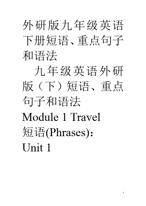 外研版九年级英语下册短语