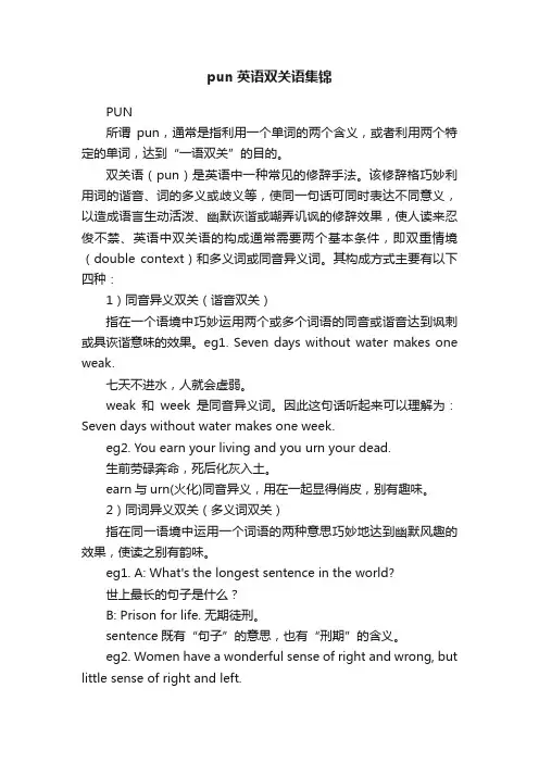 pun英语双关语集锦