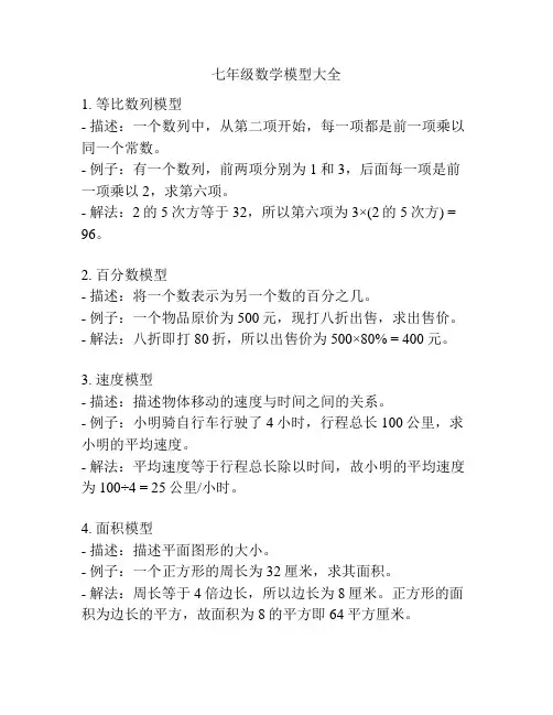 七年级数学模型大全