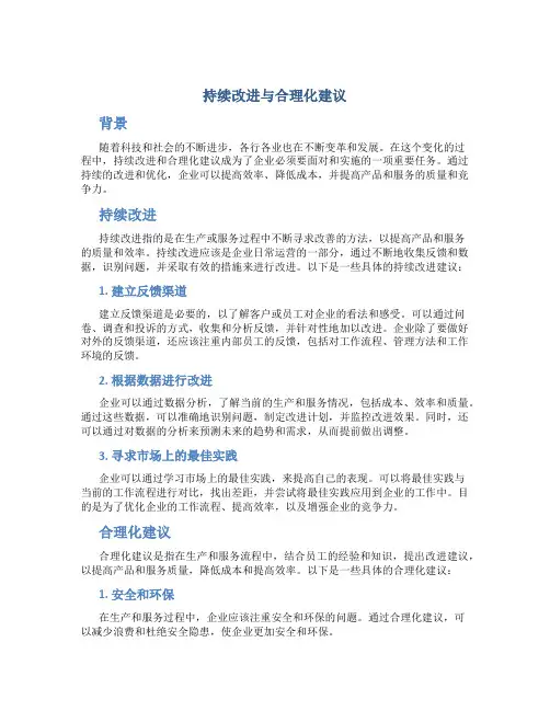 持续改进与合理化建议