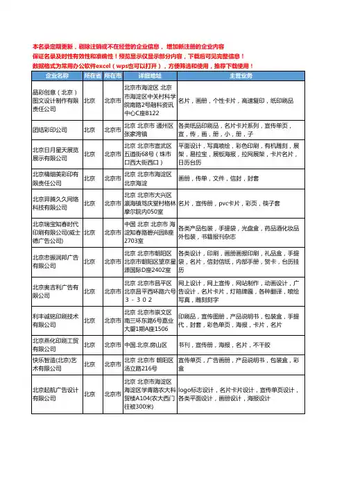 新版北京市名片卡片工商企业公司商家名录名单联系方式大全23家