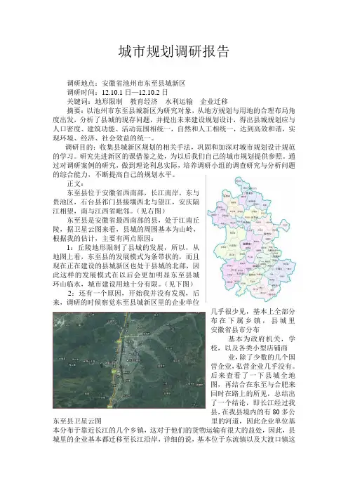 (完整版)城市规划调研报告