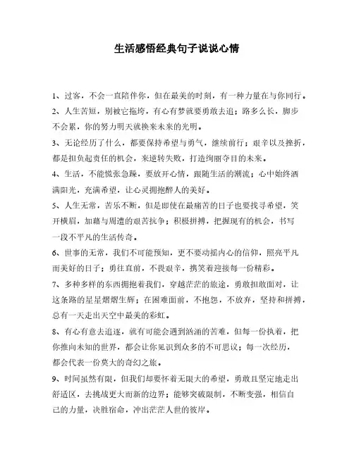 生活感悟经典句子说说心情