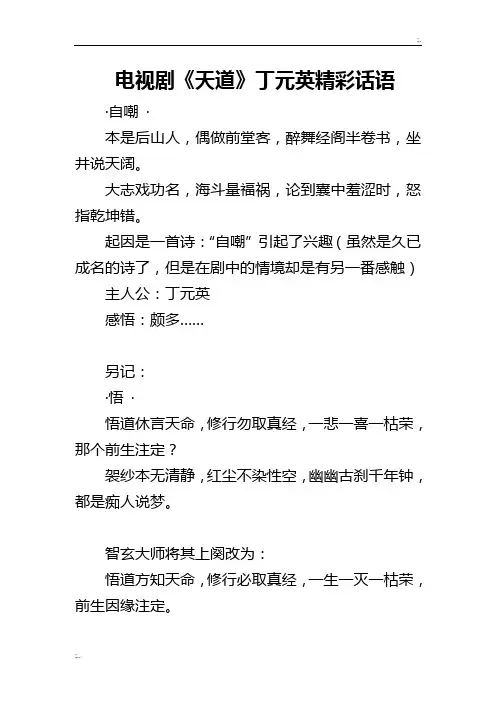 电视剧《天道》丁元英精彩话语